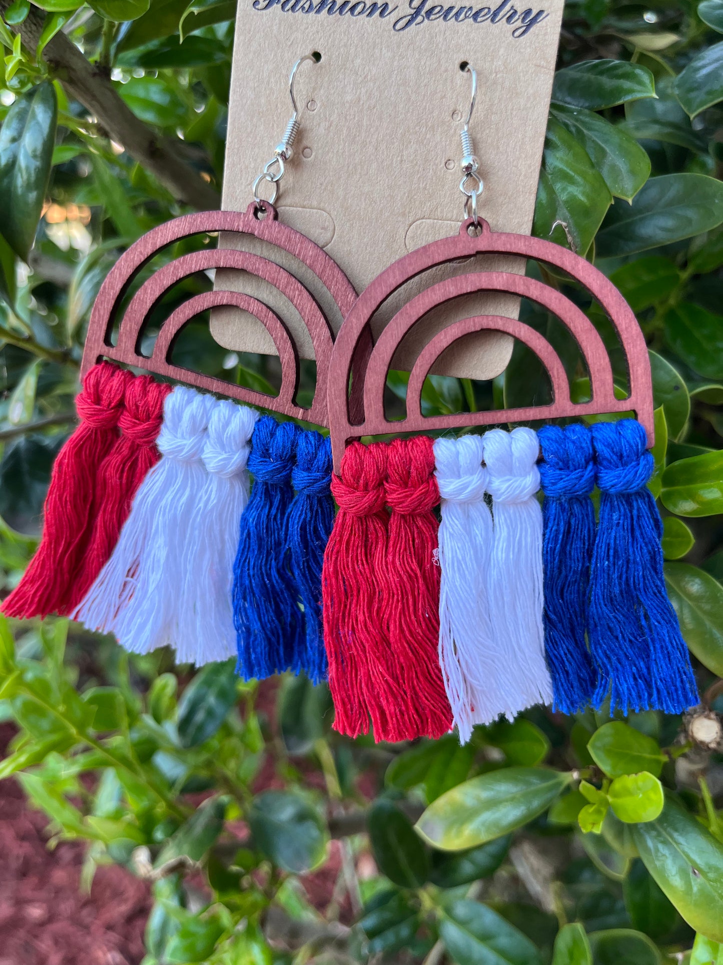 Red, White, Blue Tassel Earrings